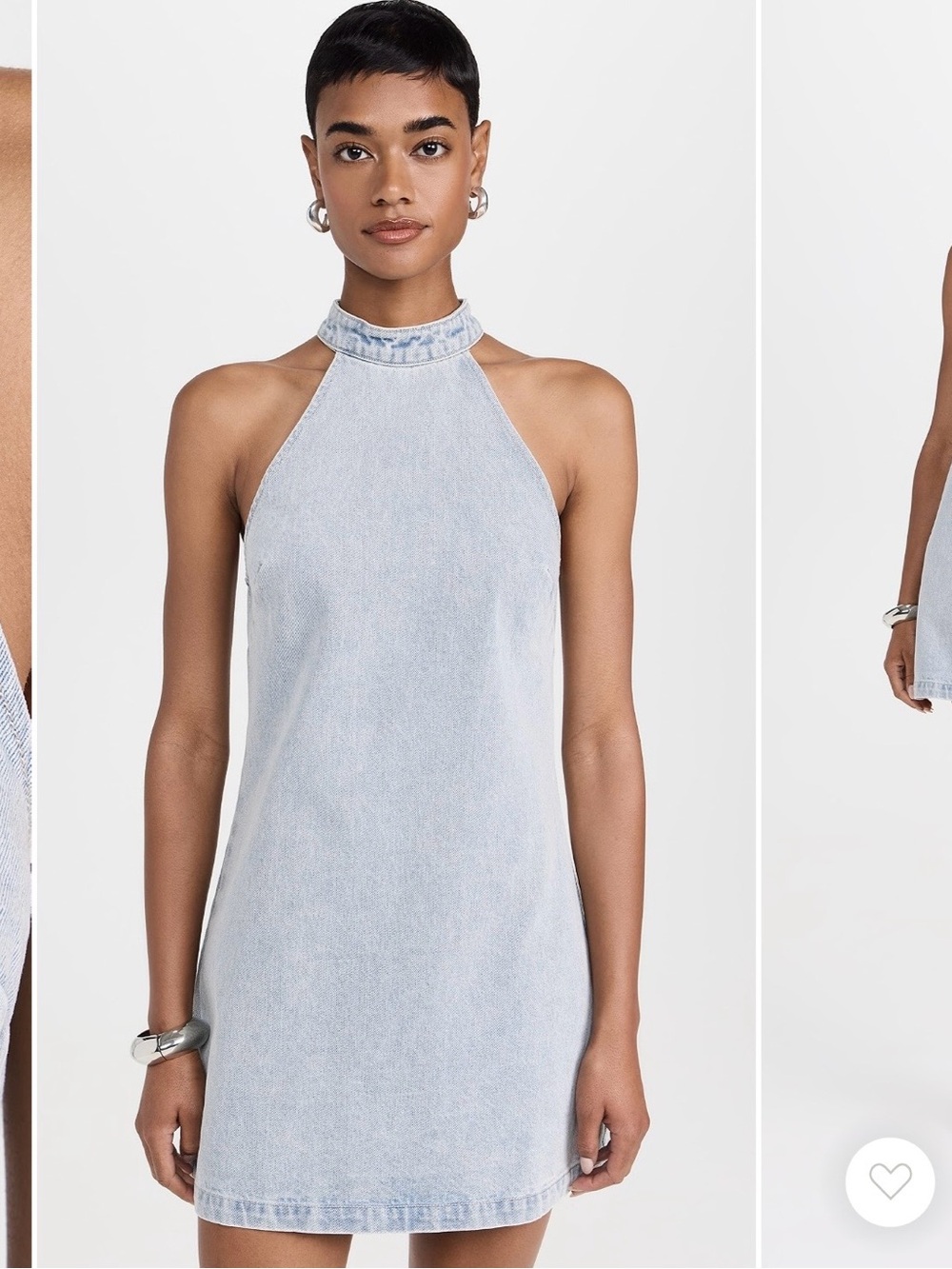 Agolde Light Blue Denim Halter Mini Dress